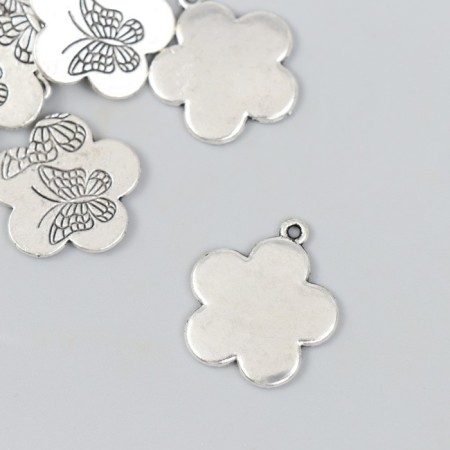 Decor for creativity Metal "Flower with butterflies" silver 2x2.3 cm-1
