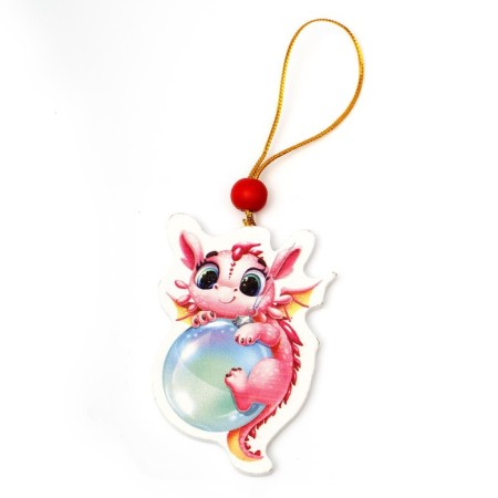 New Year's Wooden Suspension "New Year! Dragon with a ball "-1