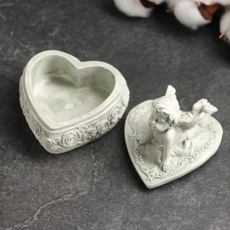 Casket with a lid "Heart with an angel" aged, 10x9cm-4