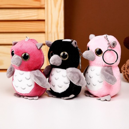 Soft toy "Owl with a gray beak", on a key fob, 10 cm, MIX color-3