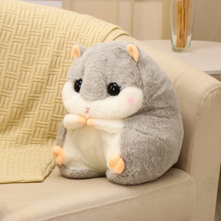 Soft toy "Hamster" with a blanket, 30 cm, gray color-5