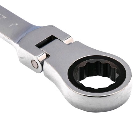 Combined rattling key Matrix 14872, CRV, articulated, mirror chromium, 27 mm-2