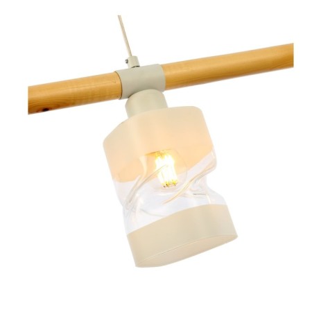 Suspended EVOLUCE lamp. Sle114503-03. Abiritto. 3x60 watts, E27, 60x10x20.5 cm, white color, light wood-7