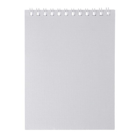 Notepad A6, 40 sheets, in a cage, on a crest, Metallic "White", Bumvinyl cover, OFSET block
