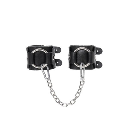 Pecado BDSM bracelets, with two straps, genuine leather, black-1