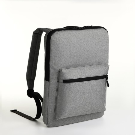 A backpack for a laptop made of textiles on a zipper, an outer pocket, color gray-2