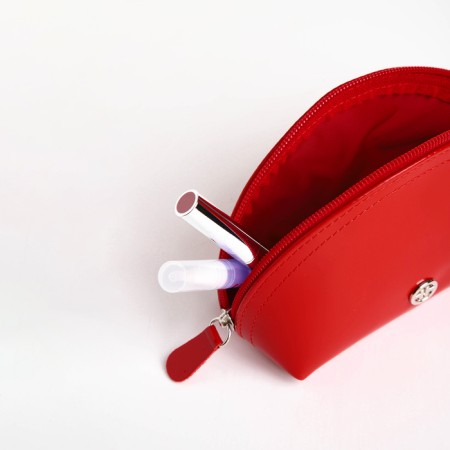 Cosmetic bag at the zipper textura, red color-5