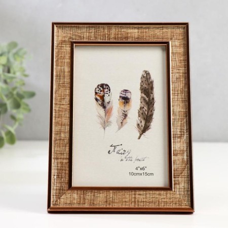 Photo frame plastic 10x15 cm "Wood drawing" with copper stroke 18.5x13.5 cm