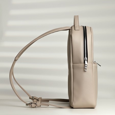 A backpack with a zipper, Textura, external pocket, light-beige color-1
