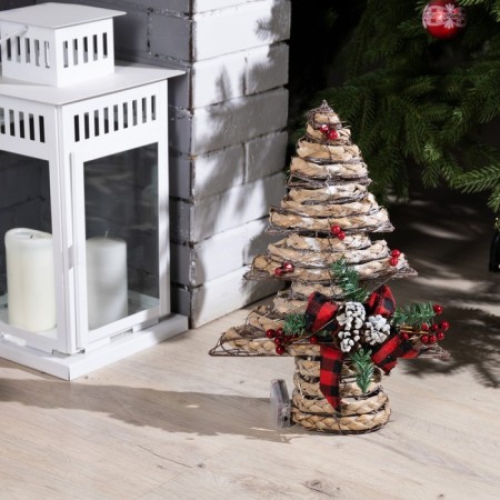 LED figure "Christmas tree with cones" 31 × 40 × 9 cm, textiles, metal, AAX2 batteries (not in the kit), glow warm white-3