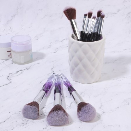 A set of makeup brushes "Luminous", 10 objects, PVC - cover, black/purple color-10