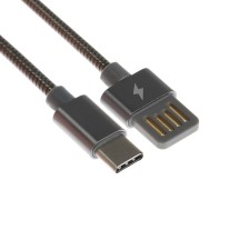 Type -C cable - usb, 2.1 a, metal braid, 1 meter, black