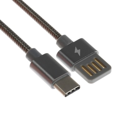 Type -C cable - usb, 2.1 a, metal braid, 1 meter, black