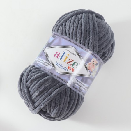 Yarn "Velluto" 100% micropoliester 68m/100g (87 coal-gray)-1