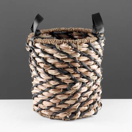 Storage basket with handles "Sumatra", D260 Sh260 B260, natural, black
