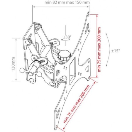 ARM Media LCD-301, up to 30 kg, 15-37 ", wall-mounted, turn and slope, white-5