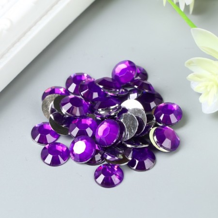 Decor for creativity plastic "Rhinestones Round. Violet" set 40 pcs 1x1 cm