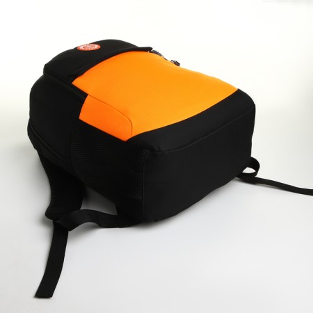 School backpack, 2 lightning departments, 3 pockets, black/orange color-4