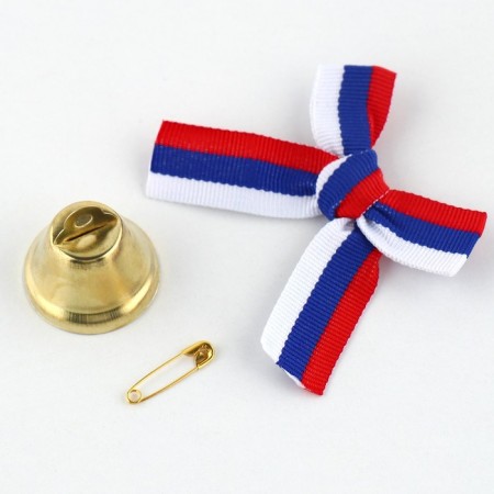 A bell on a pin with a bow for graduation, tricolor, d = 2.6 cm-3