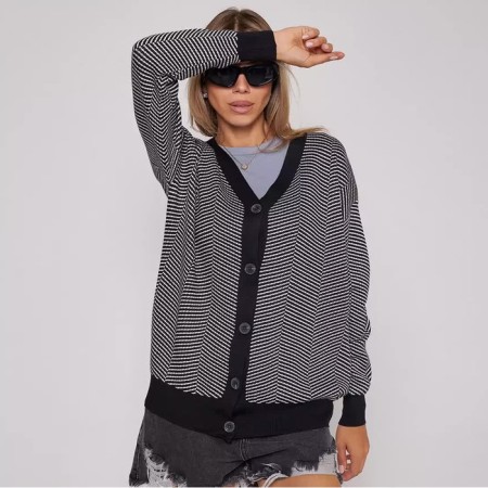 Cardigan female, black color, size One size (44-48)