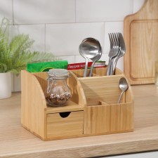 Stand for spices and cutlery, 22.8 × 15 × 13.8 cm, bamboo