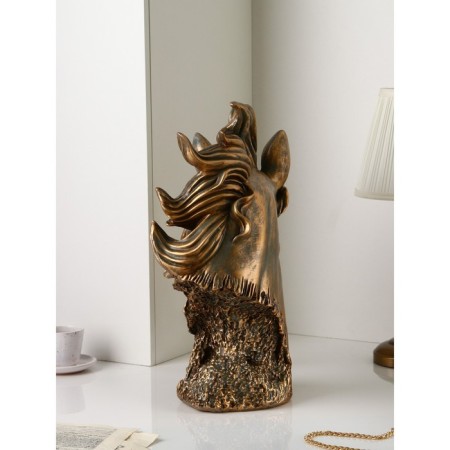 Figure "Horse head", polystone, 51 cm, bronze color-3