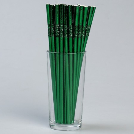 Cocktail tubes with corrugation, in a set 25 pieces, green color-1