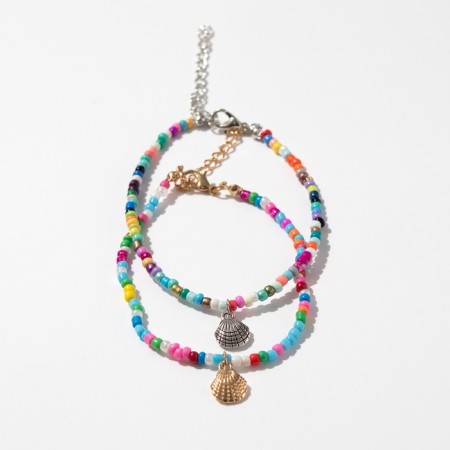 Bracelet on the leg "shells" two rows, color, 23.3 cm-1