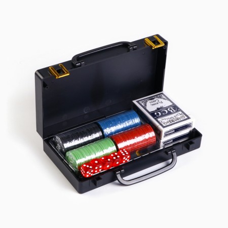 Poker "Game time", set for the game (100 chips, 2 deck of cards, 5 cubes)-1