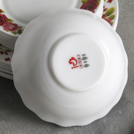 Service table shares “Poetry of roses”, 18 objects: 6 plates d = 17.5/23/15 × 5 cm, glass -ceramic-2