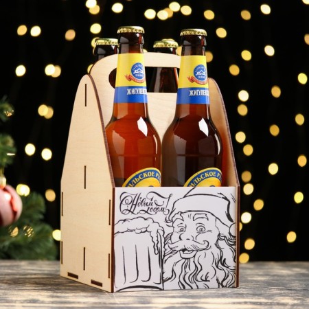 Box for beer "Happy New Year!" Santa Claus and Mug-3