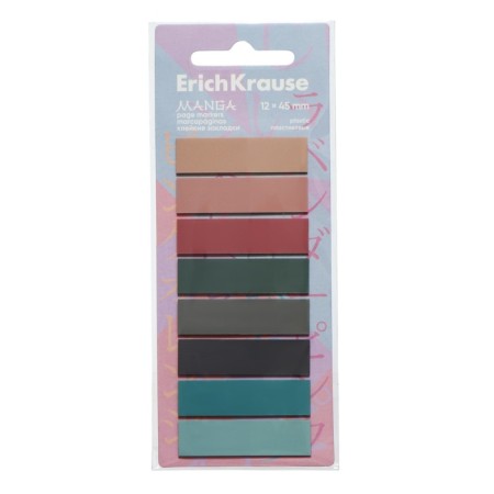 Bookmarks with adhesive edge plastic 12x45 mm, Erichkrause "Manga", 160 sheets 8 colors-2