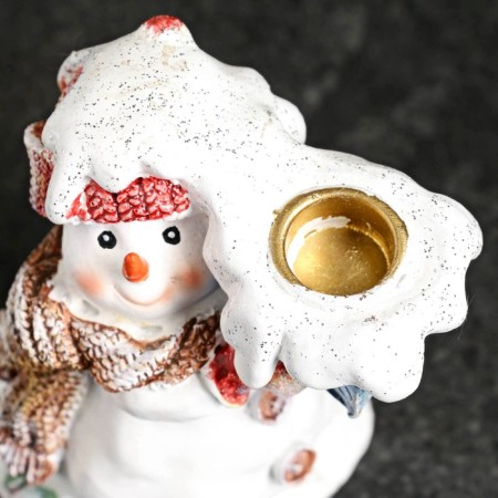 Snowman Snowman with a gift 12cm-4
