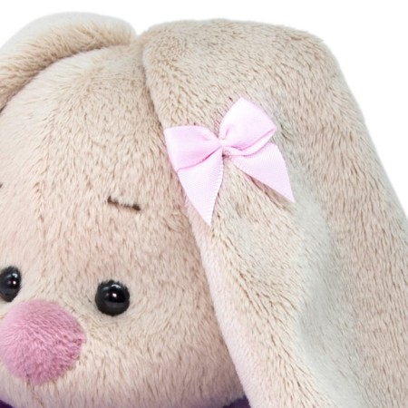 Soft toy "Bunny Mi", in a lilac dress with shine, 15 cm-5