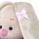 Soft toy "Bunny Mi", in a lilac dress with shine, 15 cm
