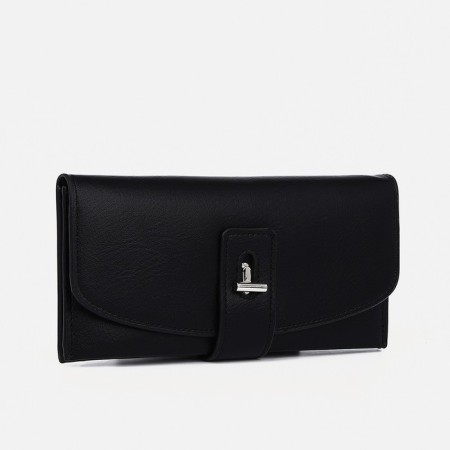 Women's wallet on fasteners, black color