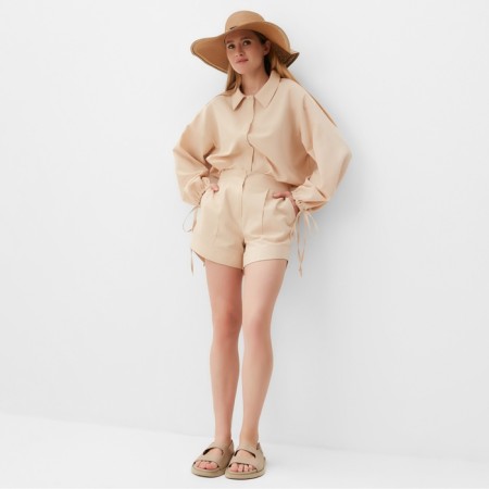 Female set (blouse, shorts) minku: casual collection beige color, rn 48-2