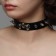 Choker "Temptation" Spikes and skulls, black color in silver, 40 cm