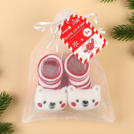 Gift set New Year: socks - rattles on the legs "Bear", 2 pcs., Baby me-4