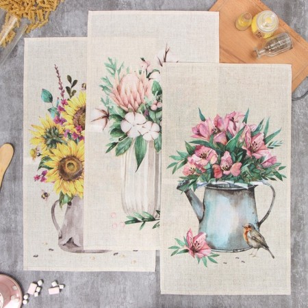 Set of towels Ethel "Bouquets" 45x70cm - 3 pcs, reps 167g/m2, cotton