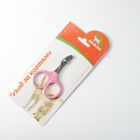 Coglit scissors curved with rubberized handles, a hole of 6 mm, pink-6