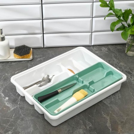 Little tray for cutlery, 2-tier, pistachio color