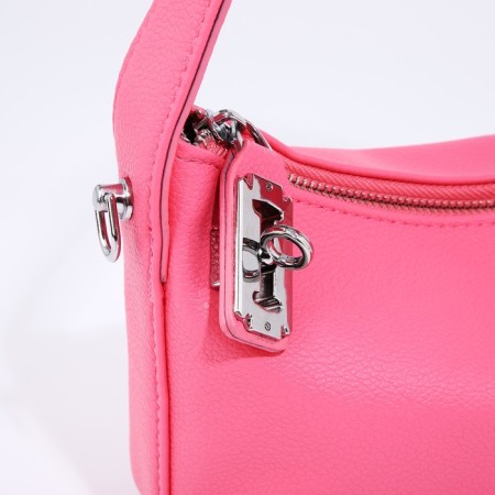 Baget bag with zipper, chain, pink color-3