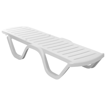 Plastic deck chair, 198 x 62 x 32 cm, white-1