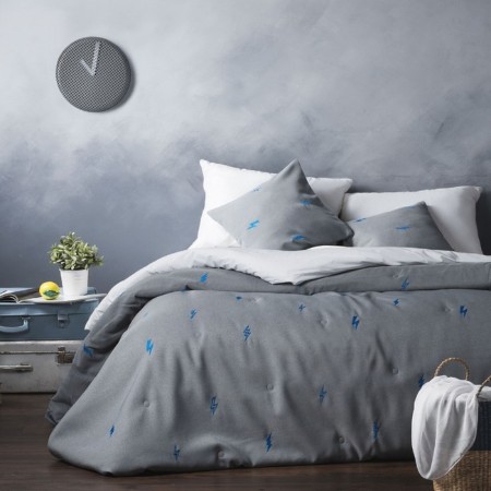 Set "Flash": a bedspread 160 x 220 cm, pillowcase 40 x 40 cm - 2 pcs, color gray