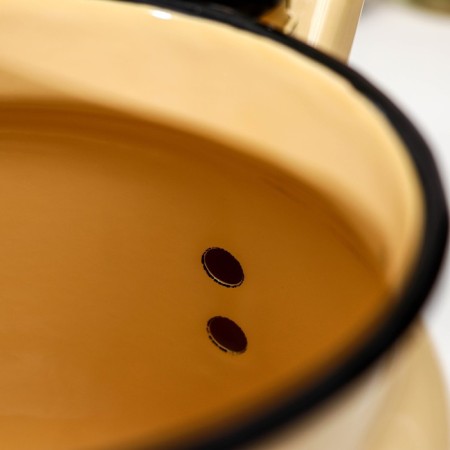 Enamged kettle, 3.5 l, without decolleys, beige color-2