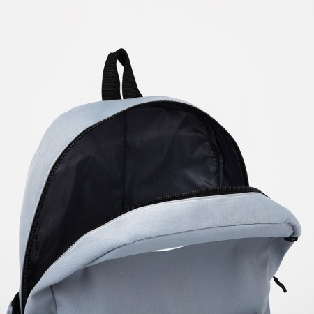 A backpack with a zipper, 3 outer pockets, wallet, gray color-6