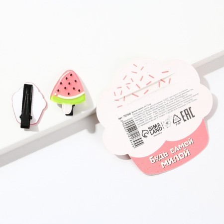 Hair clips for children "sugar baby", 2 pcs, 3 x 1.5 cm-2