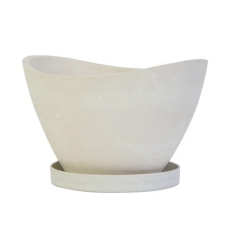 Pot for flowers and plants with a pallet, white stone boat 25x18x15cm, 4l-1