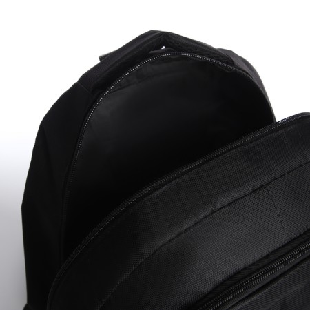 Young backpack from textiles on lightning, 4 pockets, black color-5